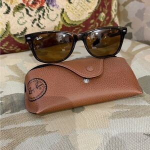 Ray-Ban Tortoise Shell Sunglasses with Brown Leather Case